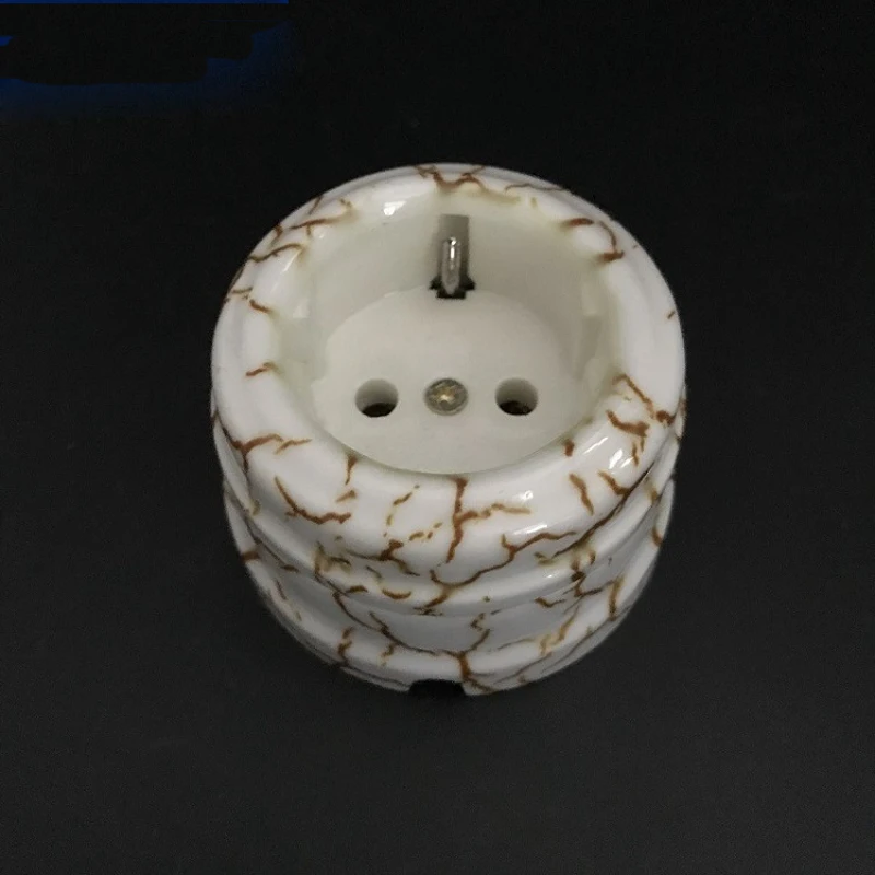 

10pcs High Quality Home Improvement European Electrical Ceramic Socket Light Color Pattern Wall Outlet Pop Socket
