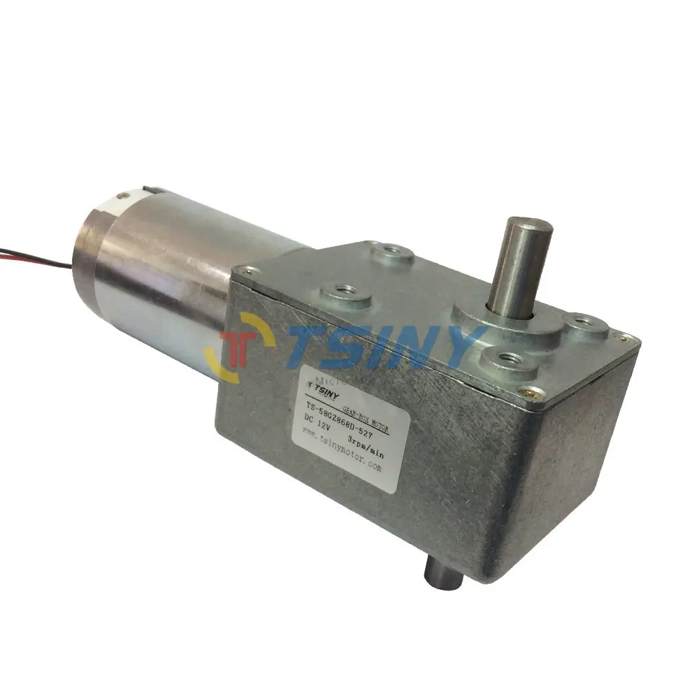 

DC12V3 RPM High-torque Worm Reducer Geared Motor,Low Speed Double shaft Gearbox Motor, Free shipping