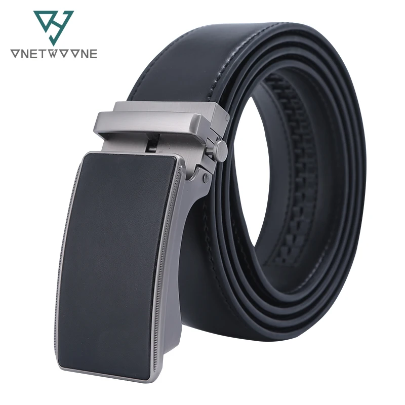 

New Designer Popular Luxury Cowhide Leather Belt Man Black Automatic Buckle Belly Waist Business Casual Belts For Men 3.5 Width