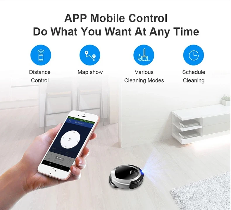 Wet And Dry Robot Vacuum Cleaner B6009,Map navigation,3000Pa Suction, ,Smart Memory,Wifi APP, Water tank,Lithium battery