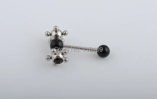 

Body Jewelry Spinner Barbell with Black Acrylic Ball Tongue Rings
