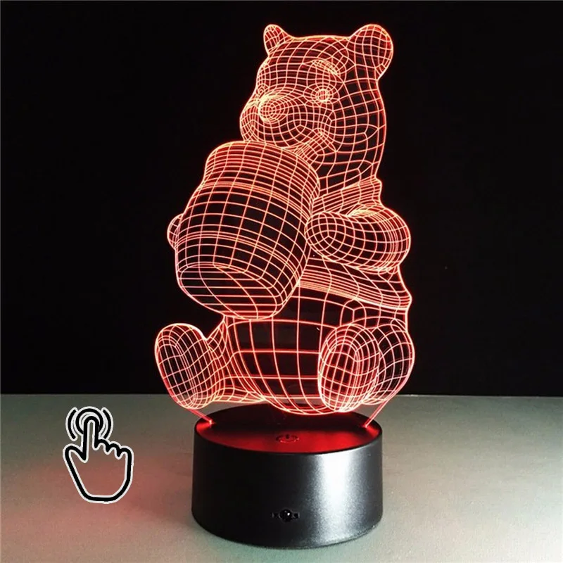 

3D LED Winnie for Pooh Colorful Acrylic Night Light Touch Switches New three-dimensional Nightlight Mood Lamp for Kid table lam