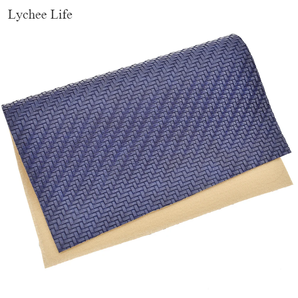 Sapphire blue Lychee Life A4 21x29 см искусственная Синтетическая кожа тисненая ткачество, зерно, кожа для шитья, сумки, луки, товары для рукоделия - Цвет: Sapphire blue