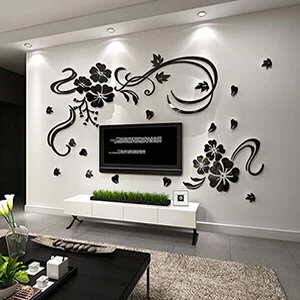 3D цветок лоза акриловые хрустальные настенные наклейки ТВ фон стены искусства DIY настенные наклейки Домашнее украшение водонепроницаемый
