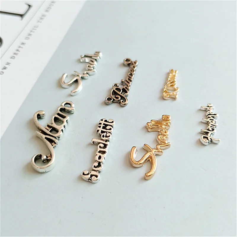 

80Pcs English alphabet alloy button / buckle embellishment button DIY handmade hair accessories shoes bag mobile phone accessori
