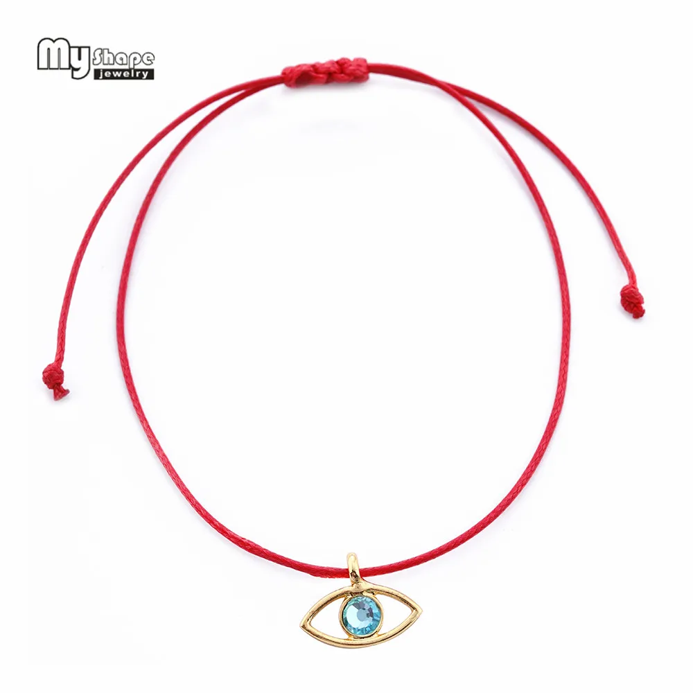 

My Shape Adjustable Handmade Knot Crystal Bracelets Bangles Polyester Cord Chain Eye of Pharaoh Charms Bracelet Waxed Rope