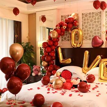 

party supplies 50pcs 10 inch double layer pomegranate red birthday party decorations wedding celebrations balloons