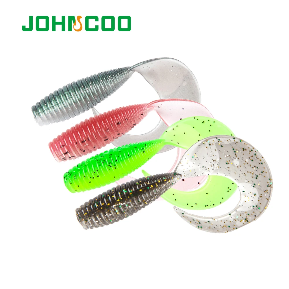 

JOHNCOO Soft Bait Grub Lure 75mm 5.4g 6pcs Fishing Lure Artificial Baits Wobblers Soft Worm for Saltwater Freshwater Trout Bass