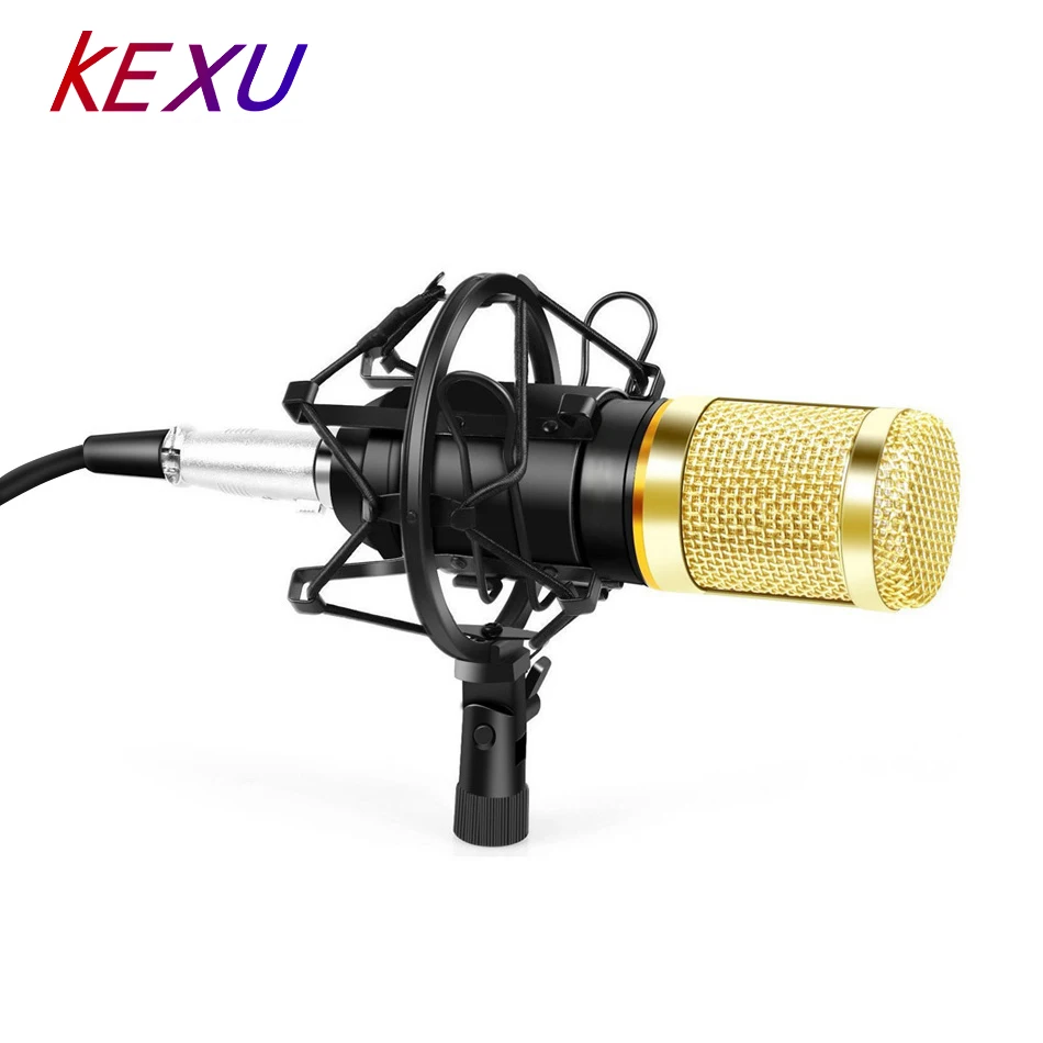 

KEXU Mic Sound Recording Kit BM-800 Audio Processing Condenser Wired Microphone Wind Screen Pop Filter