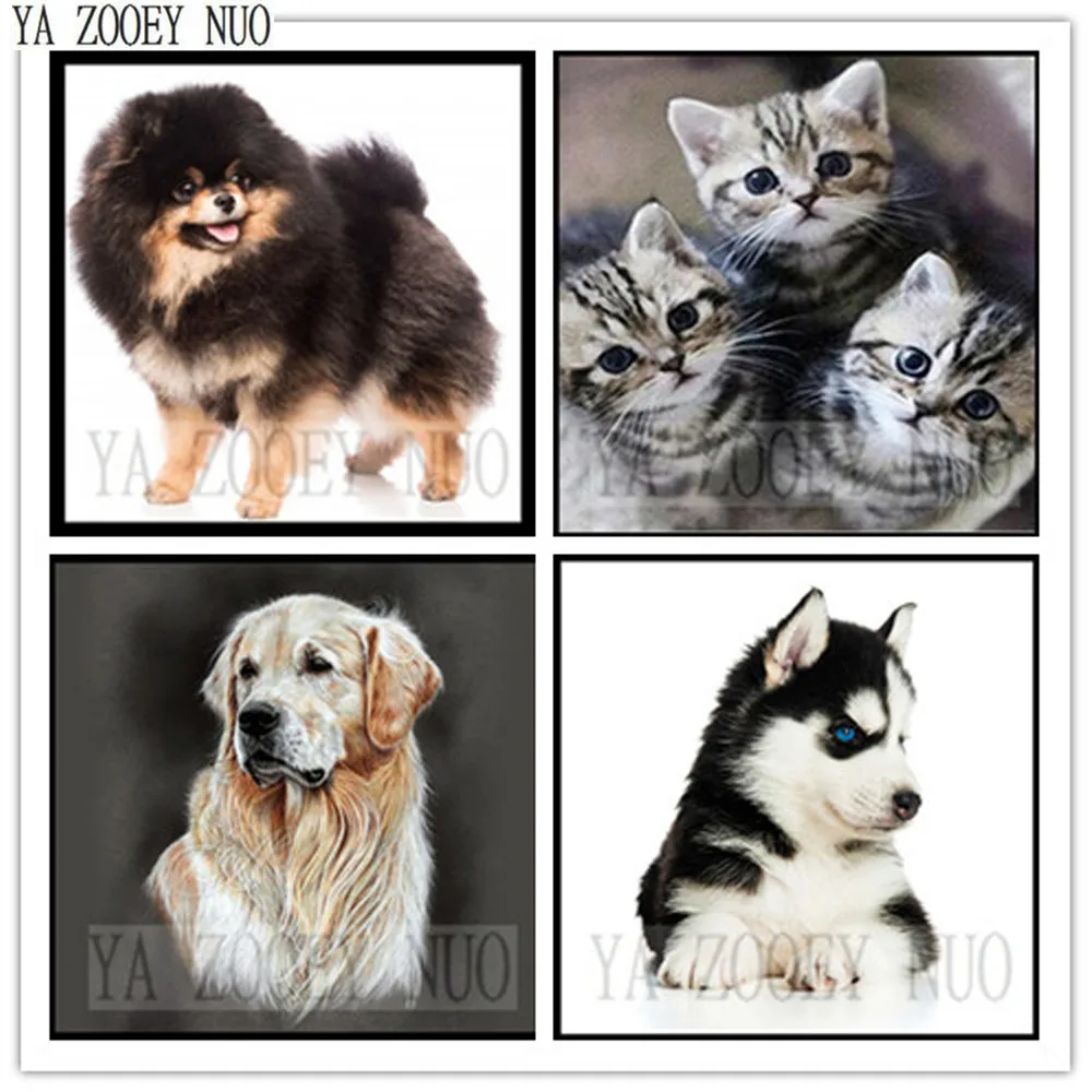 

YA ZOOEY NUO NEW 3D DIY Diamond Painting Cross Stitch Dog and Cat Crystal Needlework Diamond Embroidery Full Diamond Decor K1410