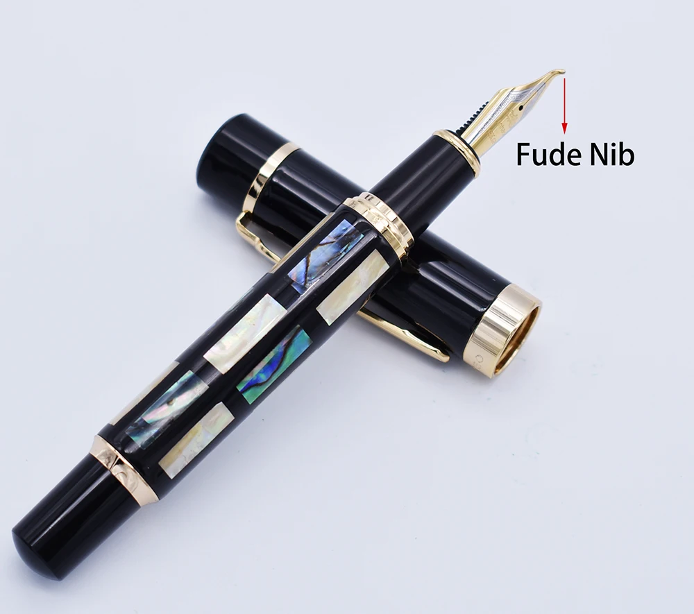 Jinhao Calligraphy Fountain Pen Bent Nib Bright Pearl Green Sea Shell, Fude Big Size Writing Gift Pen for Office School Jinhao Calligraphy Fountain Pen Bent Nib Bright Pearl Green Sea Shell, Fude Big Size Writing Gift Pen for Office School