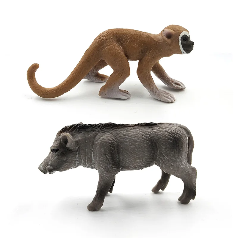 Simulation cute animal model figurine Mini Alpaca Warthog Chimpanzee Sheep Deer Fox Antelope Monkey Gibbon fairy home decor toys miniature figurines