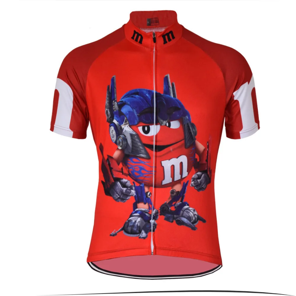 NEW Cartoon machine cycling jersey men red bike clothing wear outdoor