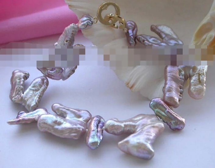 

09718 Purple Reborn Keshi Biwa Pearl Bracelet
