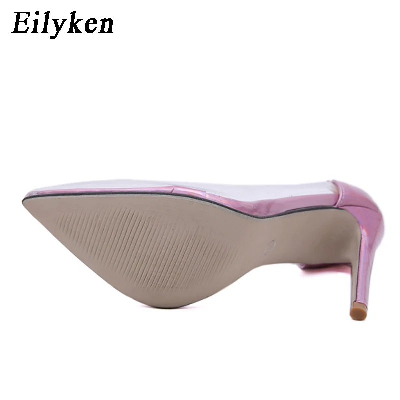Eilyken/прозрачные туфли-лодочки из ПВХ; женские Вечерние туфли на высоком каблуке-шпильке; свадебные туфли-лодочки для ночного клуба; цвет розовый, серебристый; Размеры 35-40