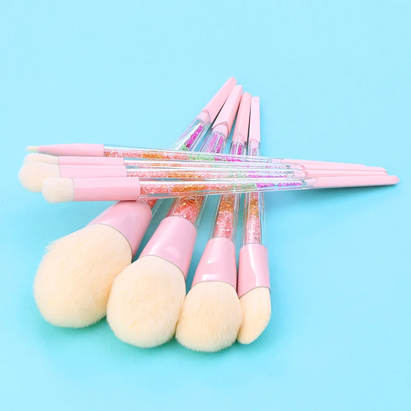 New 8pcs Beauty Makeup Brushes Diamond Crystal Set Professional Eyeliner Eyebrow Eyeshadow Brush Set Makeup Bag Tool Kits Hzs12 (5)