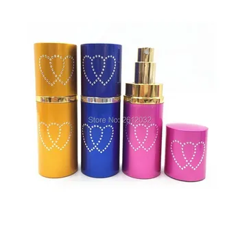 

50ML Mini Portable Aluminum Refillable Heart Perfume Bottle With Spray Empty Cosmetic Containers With Atomizer For Traveler