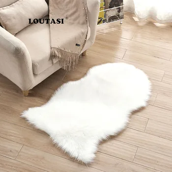 

LOUTASI Fluffy Irregular Mat for Living Room Faux Fur Carpet Kids Room Long Plush Rugs for Bedroom Shaggy Area Rugs Home Decor