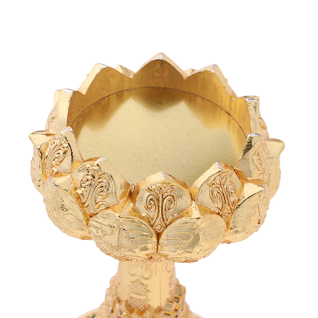 45/76mm Height Buddha Lotus Butter Candle Lamp Holder Base Burner for Home Praying Safe/ Fortune/ Luck