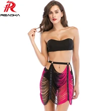 Mulheres Sexy Strapless Vestido de Verão Moda Red Black Patchwork Borla 2 Duas peças praia womens Nightclub Partido Vestidos vestido