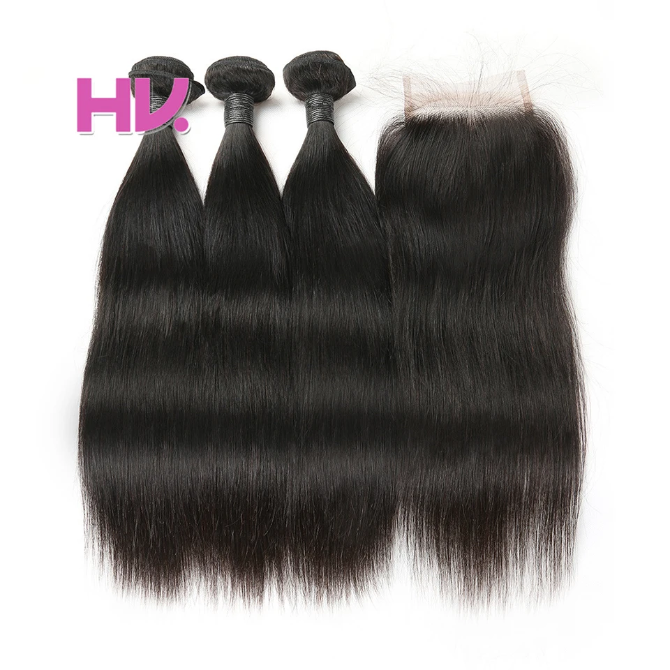 Hair Villa Peruvian Straight Human Hair 3 Bundles Hair Weave With Closure Straight Hair Bundles With Closure Remy Hair Weave (10)
