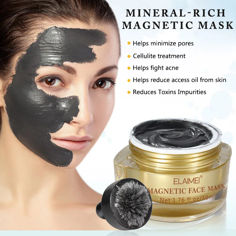 Минеральная богатая магнитная маска для лица Очищение пор удаляет загрязнения кожи маска водорослей + шпатель + магнит YF2018