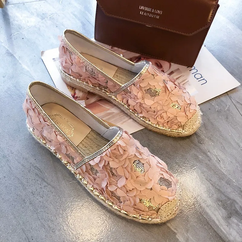 Эспадрильи фирменный дизайн Весенняя женская обувь с жемчугом в рыбацком стиле