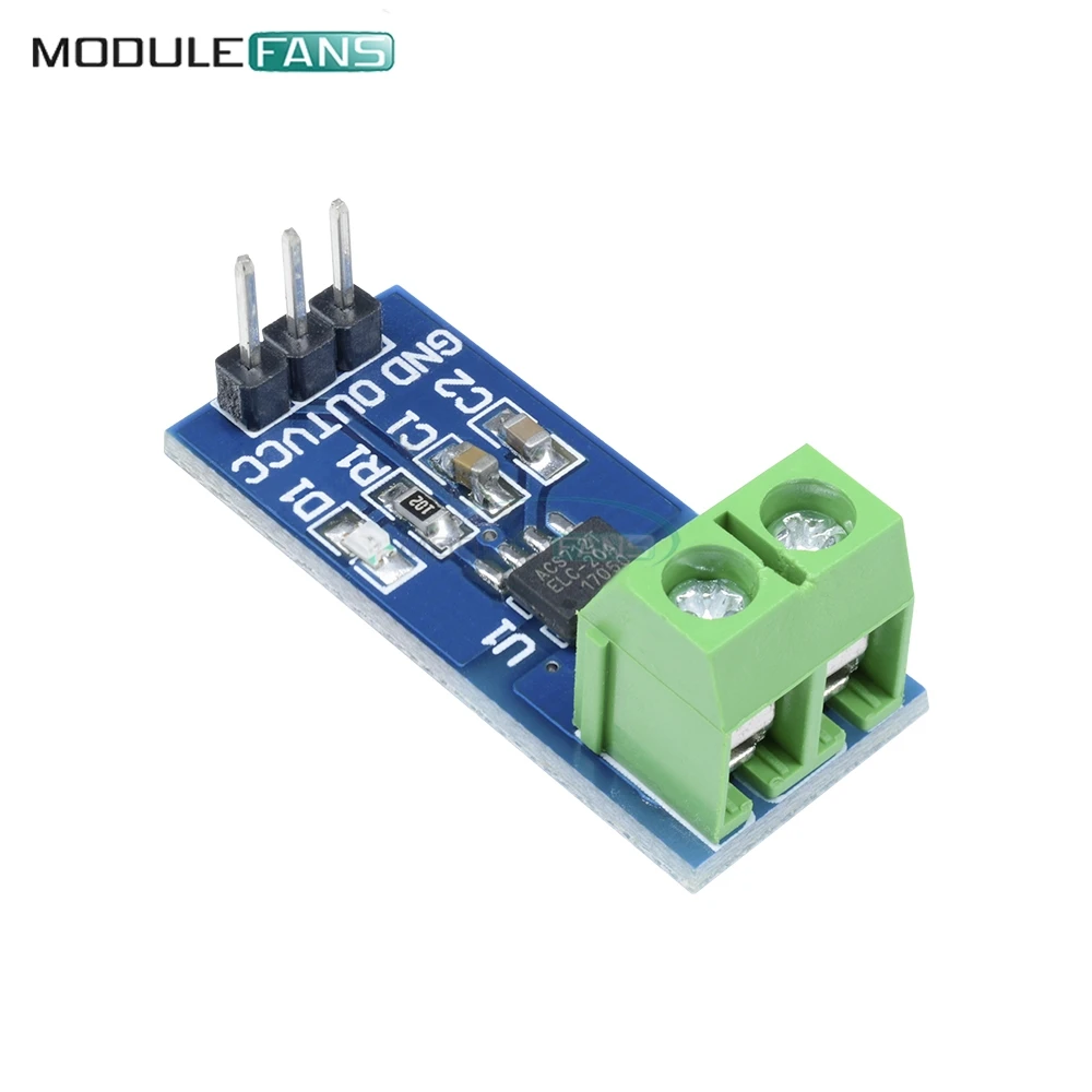 Плата модуля датчика тока Холла ACS712 20A для Arduino ACS712ELC Pin 5V плата индикатора питания