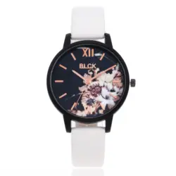 Модные женские ювелирные подарки романтические цветочные часы с узором женские PU часы с застежкой кварцевые наручные часы