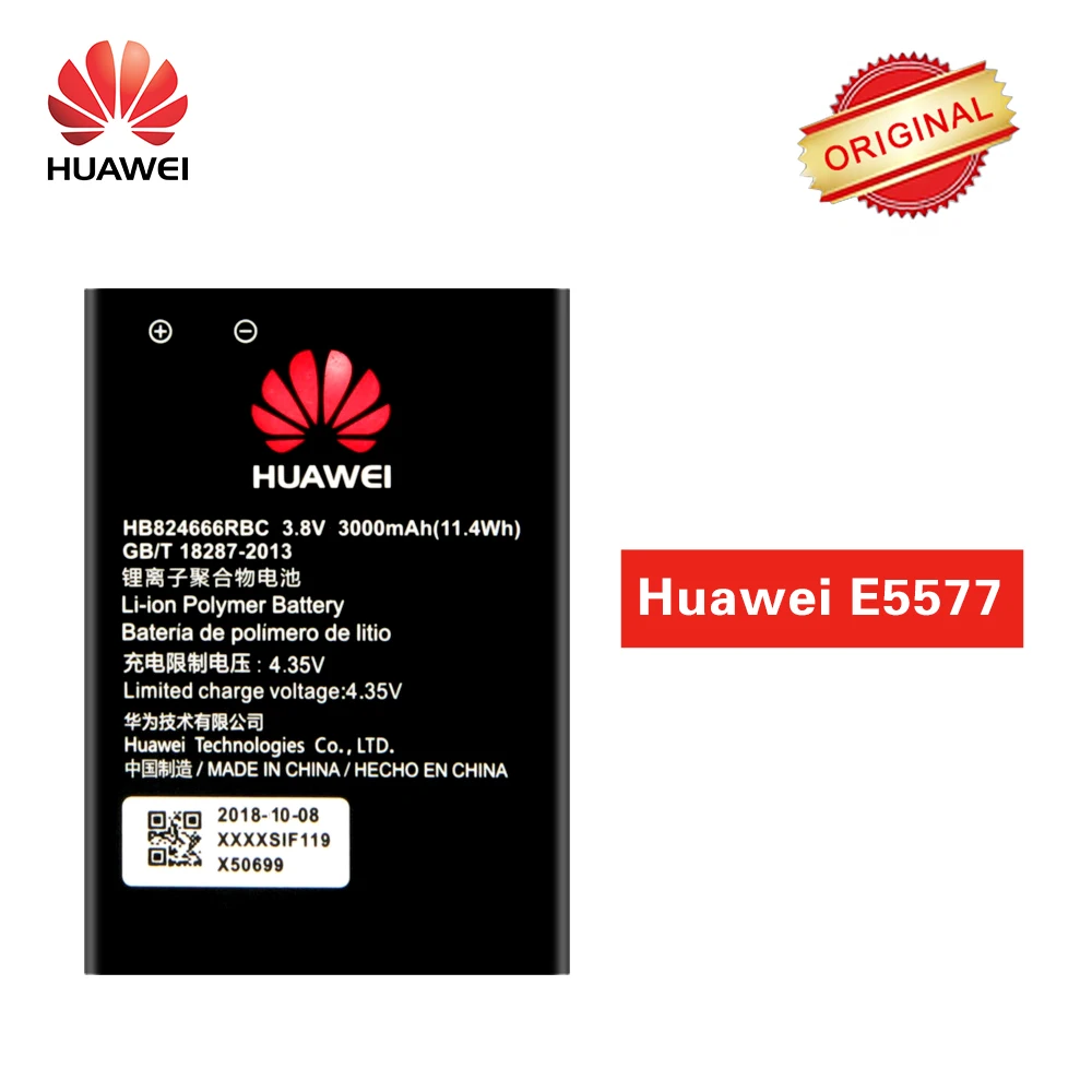 

Original Hua Wei Battery HB824666RBC For Huawei E5577 E5577Bs-937 Wifi Router Batteries 3.8V 3000mAh Real Capacity