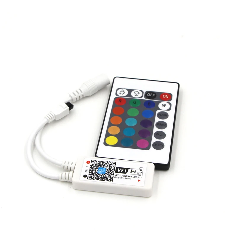 

DC 5V 12V 24V Mini Bluetooth / WiFi LED RGB / RGBW Controller iOS Android APP 24Key IR Remote Controler for 3528 5050 LED Strip