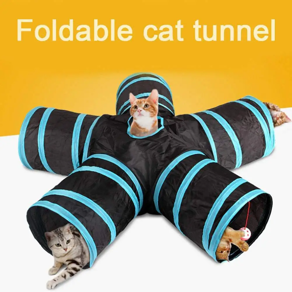 

TPFOCUS Portable Collapsible 5-Way Cat Tunnel Toy with Fun Ball for Puzzle Exercising Hiding Safety Simple Pet Cat Dog Animal