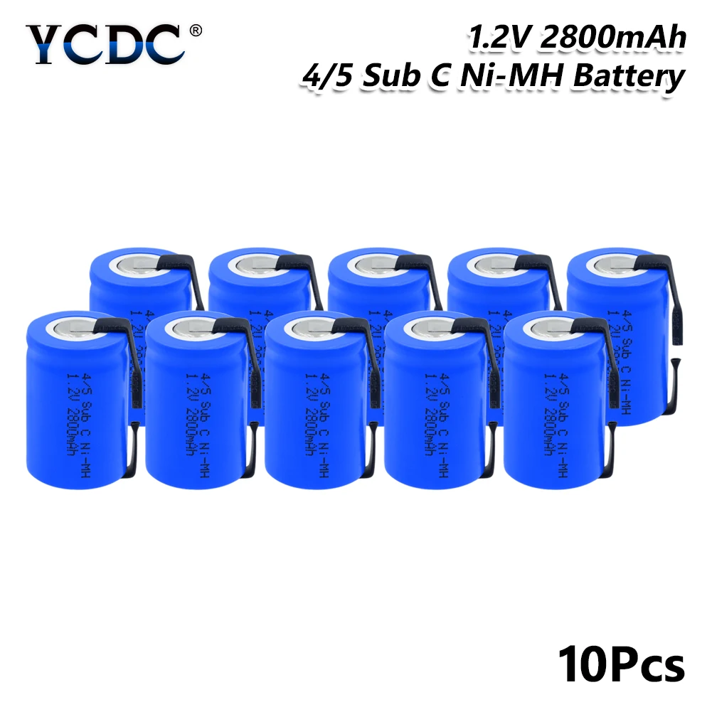 YCDC 4/5SC SC Sub C Li-Ion Li-Po литиевая Li-Po литий-полимерная батарея 1,2 в 2800 мАч Перезаряжаемые Ni-MH батареи со сварочными вкладками - Цвет: 10 PCS