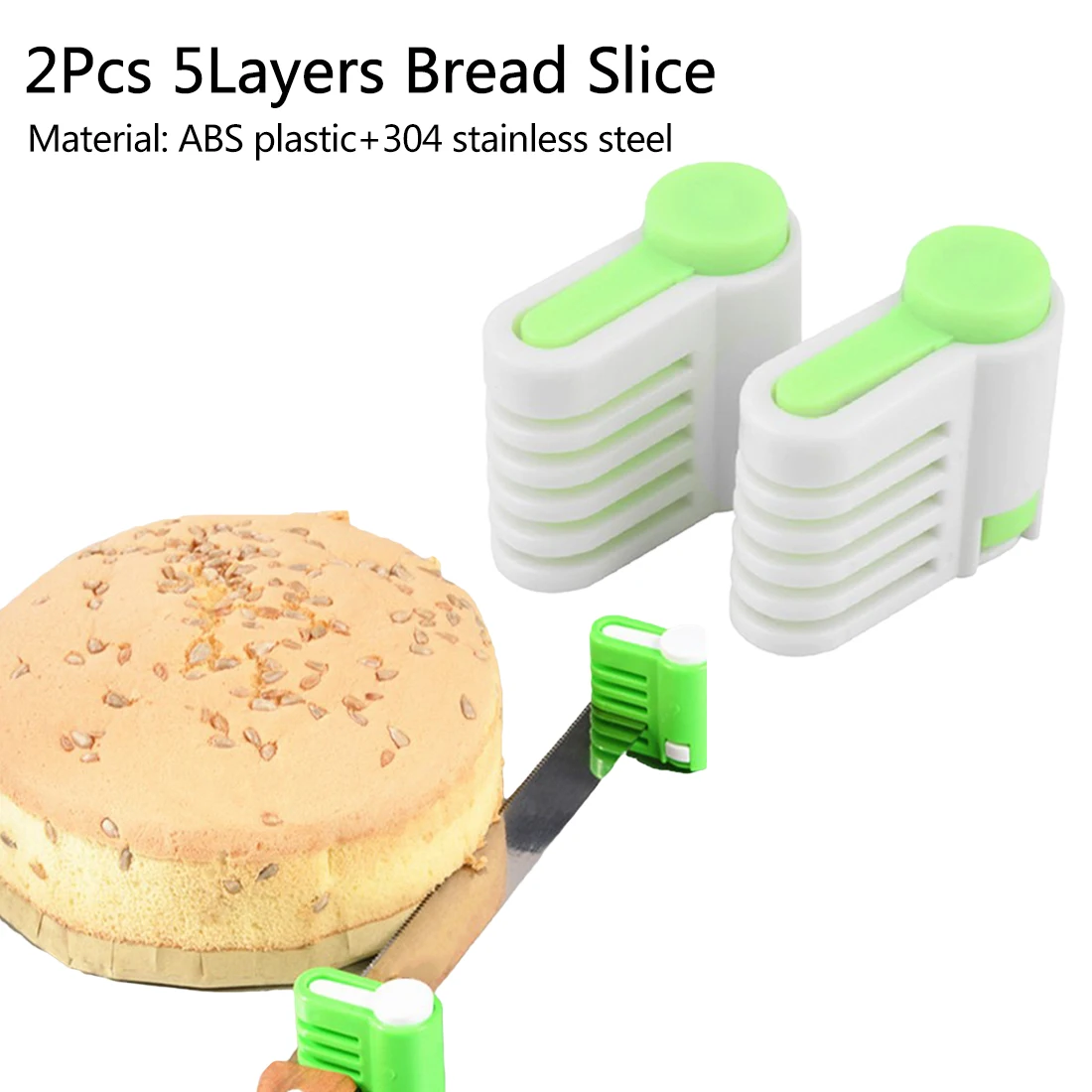 

Best Sale 2Pcs 5Layers Bread Slicer Food-Grade Plastic Cake Bread Cutter Cutting Bread Knife Splitter Toast Slicer Random Color