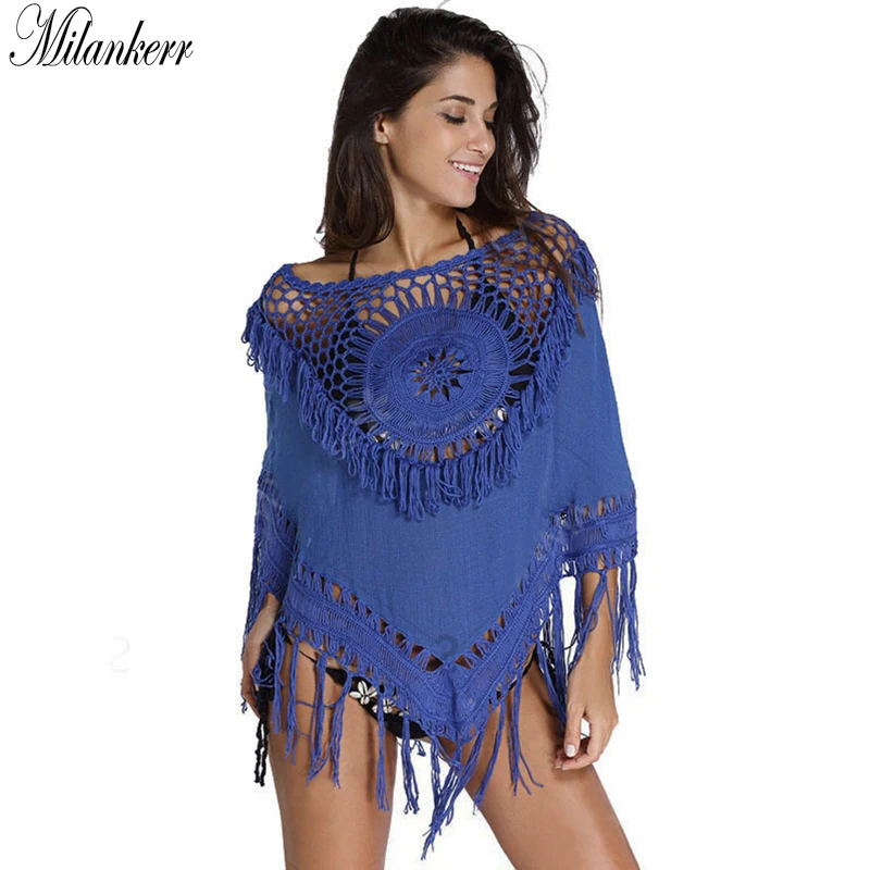 Buy Women Beach Cover up Crochet Blouse Tops Ladies
