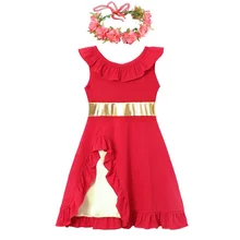 MUABABY платье принцессы Елены для девочек, детское летнее Хлопковое платье с оборками и рисунком лотоса, Детский костюм принцессы на день рождения, Elena of Avalor