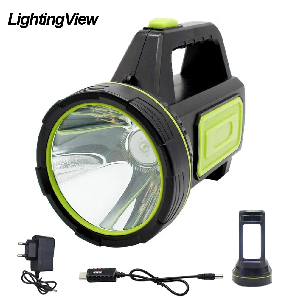 Lightingview супер яркий наружный портативный USB Перезаряжаемый прожектор фонарик для