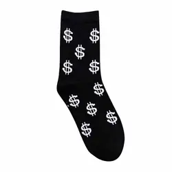 Модные весенне-осенние мужские носки символ доллара с принтом удобные дышащие впитывающие пот противоскользящие мужские носки средней