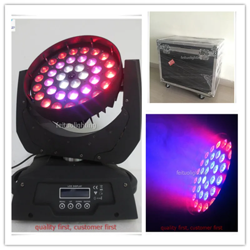 2 шт. + Flycase Dj Light 36x18 светодиодный светильник мыть движущаяся головка Zoom Light Rgbwa УФ 6в1 движущаяся голова мыть светодиодный светильник DMX с