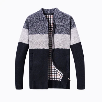 

2018 New Winter Men's Jackets Thick Cardigan Coats Mens Brand Clothing Autumn Gradient knitted Zipper Coat Size:S~3XL