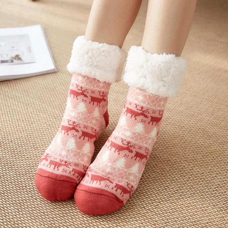 Lts Women Winter Thermal Cotton Socks,Women Cotton Socks Thicker Anti-slip Coral fleece Floor Socks Carpet Socks