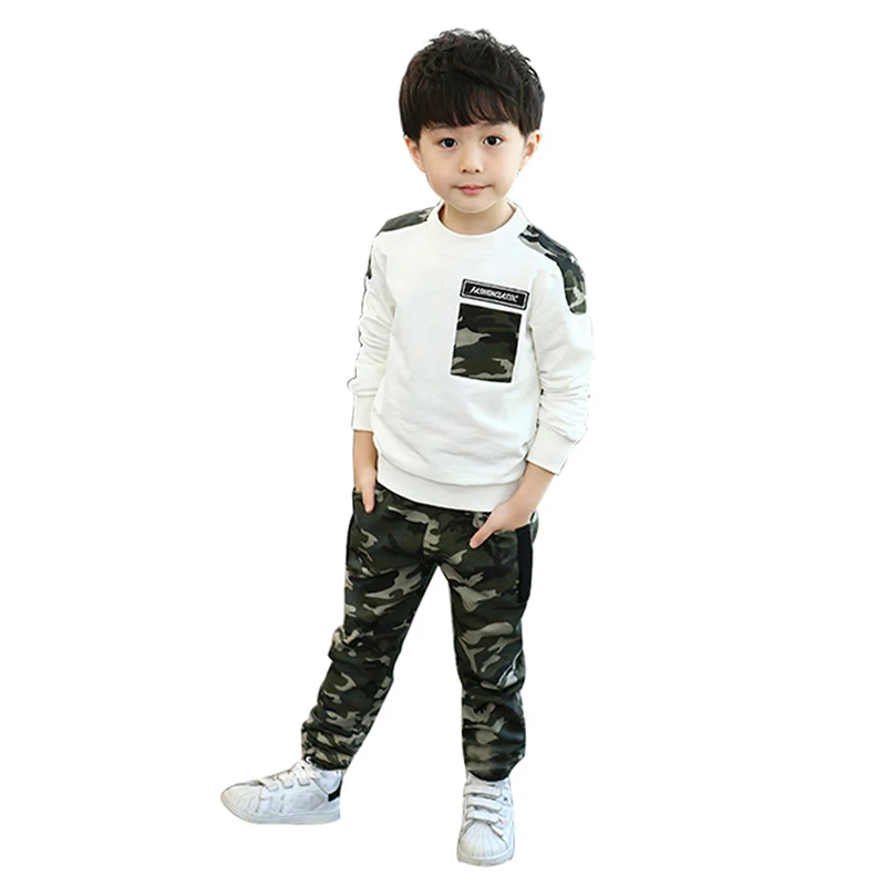 

Children Baby Clothes for Boys Camouflage Pattern 2pcs Autumn Cotton Long Sleeve Casual T-shirt Tops Pants Outfits Set 3-12Y