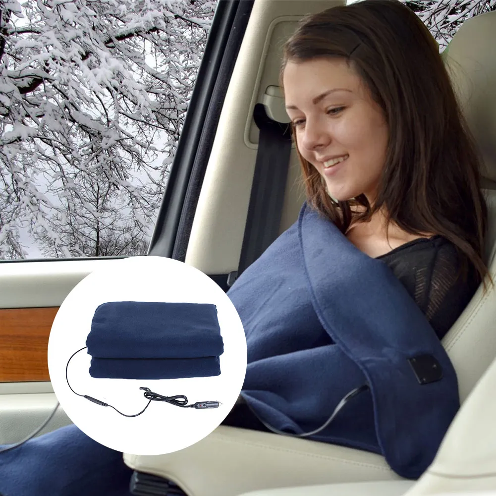 Автомобильные товары, зимнее горячее темно-синее Флисовое одеяло 12 в 135 см с переключателем управления, для автомобиля, с постоянной температурой, с подогревом, автомобильное электрическое одеяло