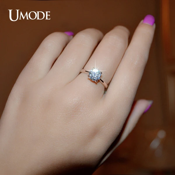 Umode Rose Gold Color 4 Gs 1 25 Carat Single Cz Shiny Stone Umode Rose Gold Color 4 Gs 1 25 Carat Single Cz Shiny Stone Simple Engagement Rings Jr0136a In From Jewelry Accessories On