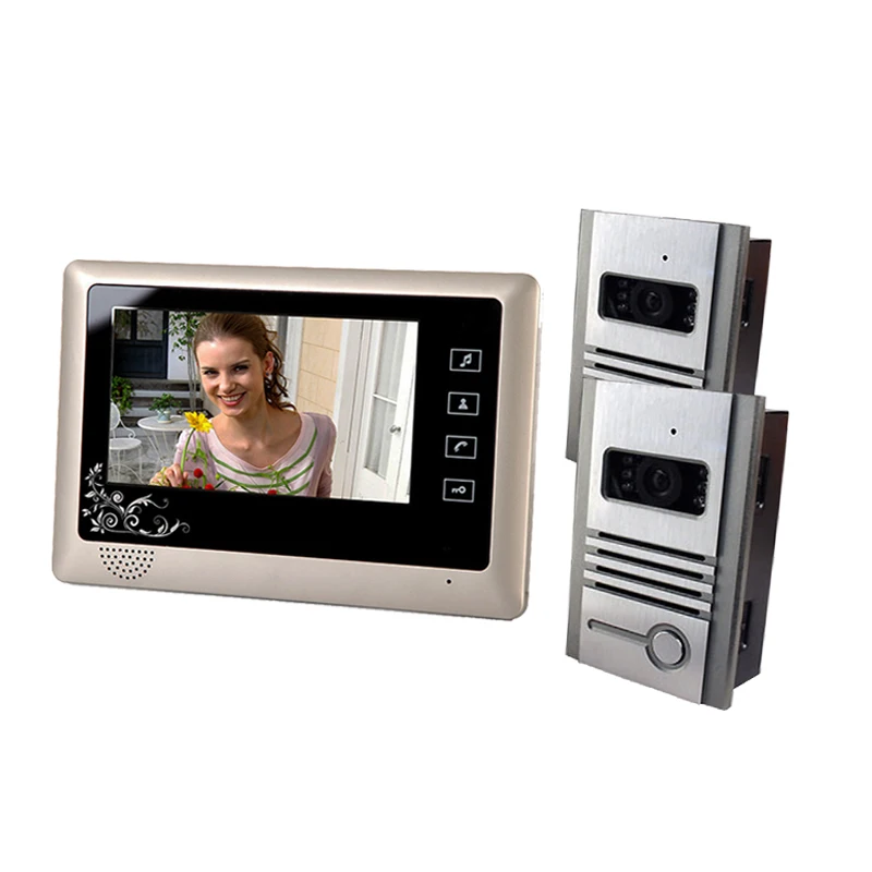 

7 Inch Wired Video Door Phone Doorbell Video Entry System Intercom Kit with 2 Camera 1 Monitor Support Night Vision