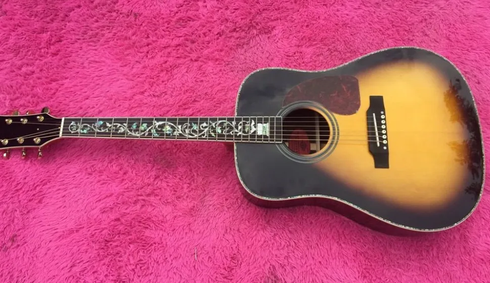 

2018 New + Factory + Sunburst Chibson G45 deluxe acoustic guitar Real Abalone Inlays rosewood body G45 electric acoustic guitar
