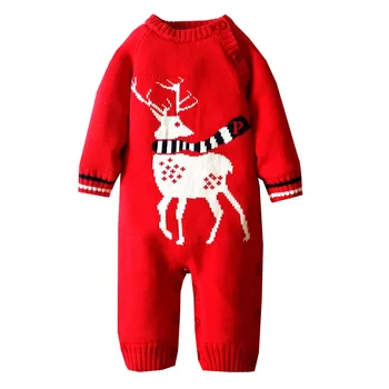 

2018 cute high-quality new autumn and winter cotton baby clothes plus velvet baby conjoined children sweater climb
