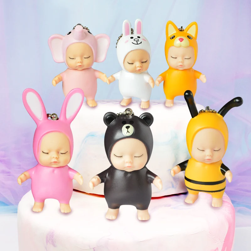 

New Sleeping Baby Doll Cute Cartoon Animal Doll Sleeping Doll Toy Keychain Backpack Pendant Cake Decor Children Toy Kids Gift