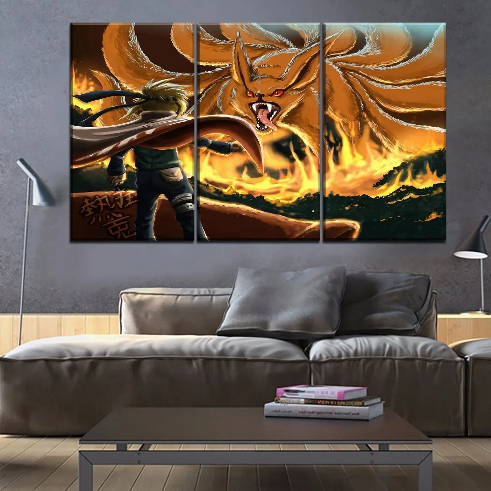 Настенный постер с HD печатью для украшения гостиной 4 шт. Kurama Naruto Узумаки девятью