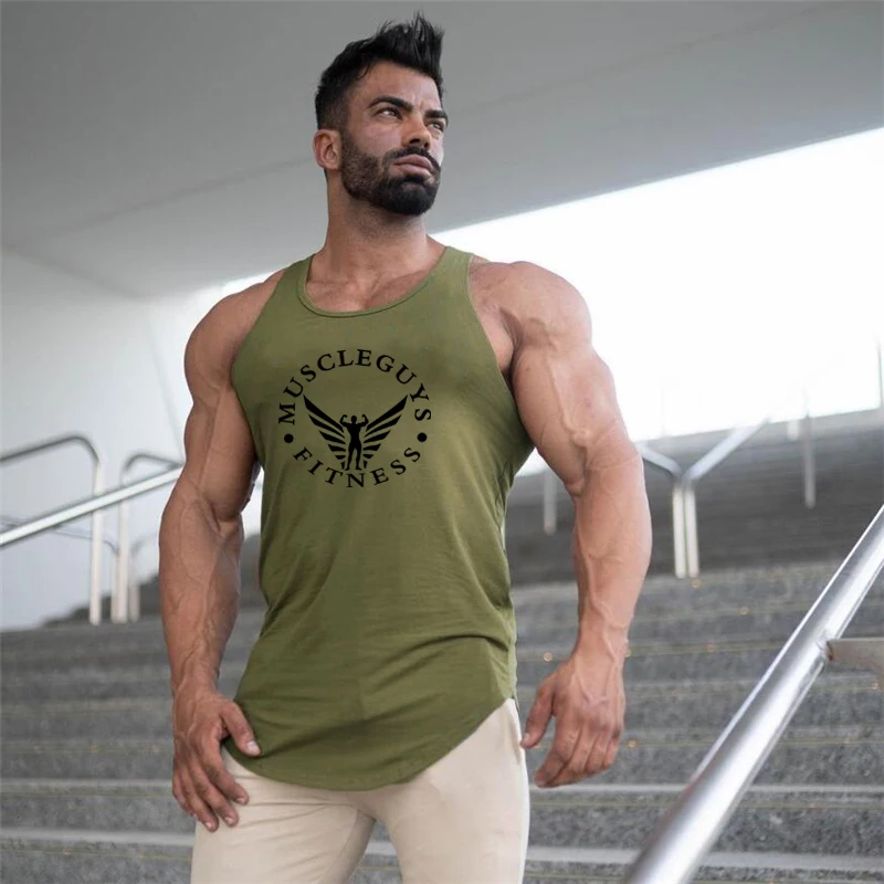 Мужская одежда для спортзала Muscleguys майка бодибилдинга без рукавов однотонная